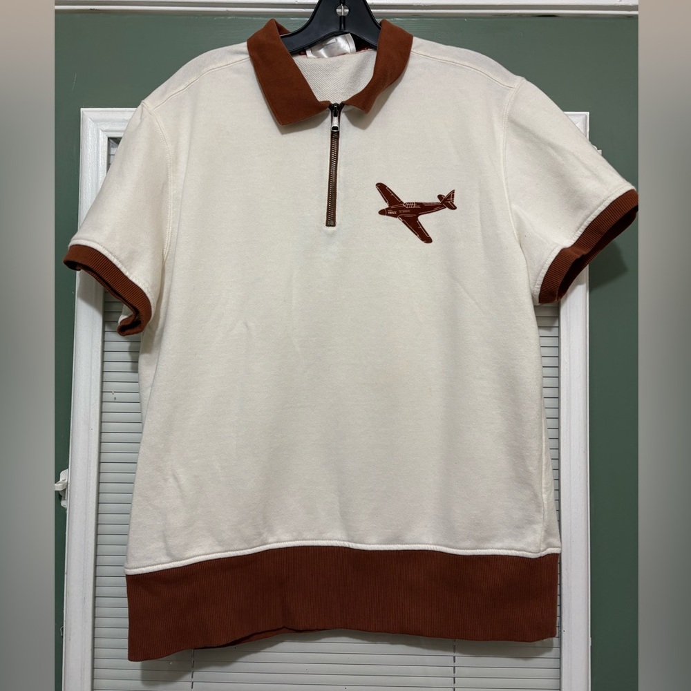 Sun + Stone
Ouigi Theodore Men's Color-blocked Airplane-Print Polo Shirt Sz L - Picture 4 of 8